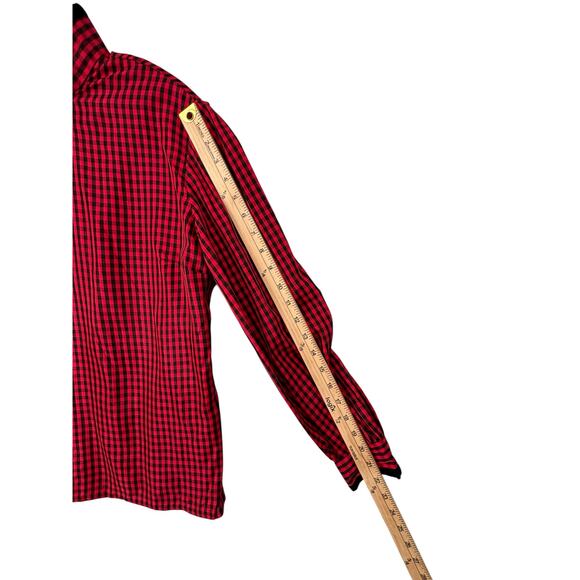 Vintage High Collar Taffeta Gingham Blouse Coquette Prairie Edwardian Medium - Picture 8 of 14